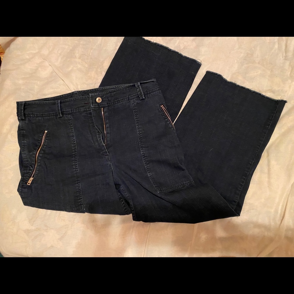 rag & bone dark wash wide leg cropped jeans